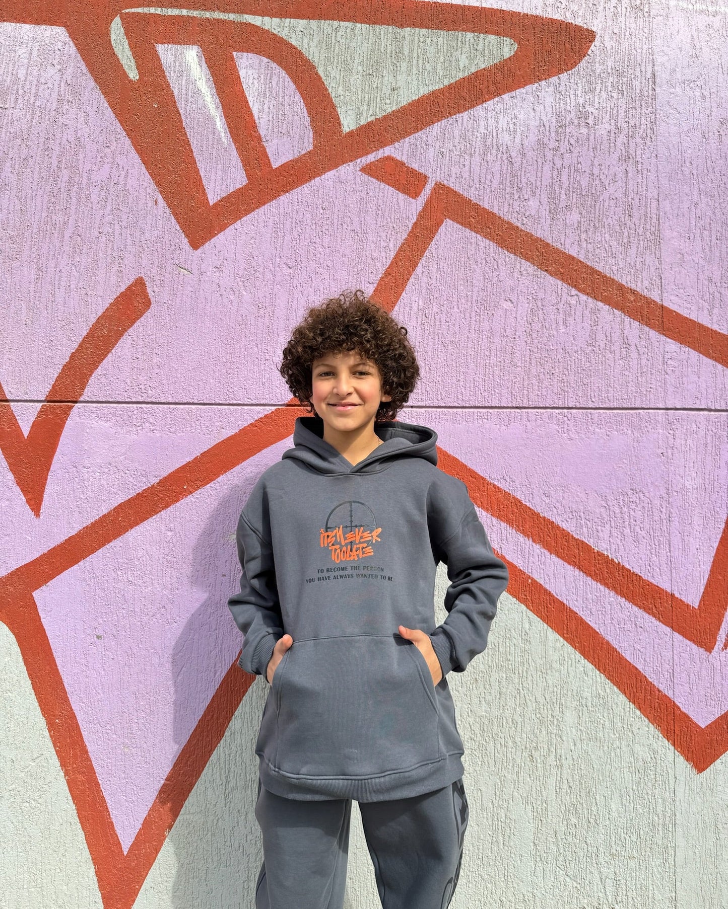Too late dark grey hoodie