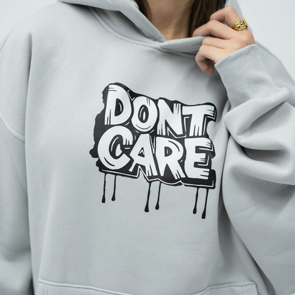 Don’t care silver hoodie