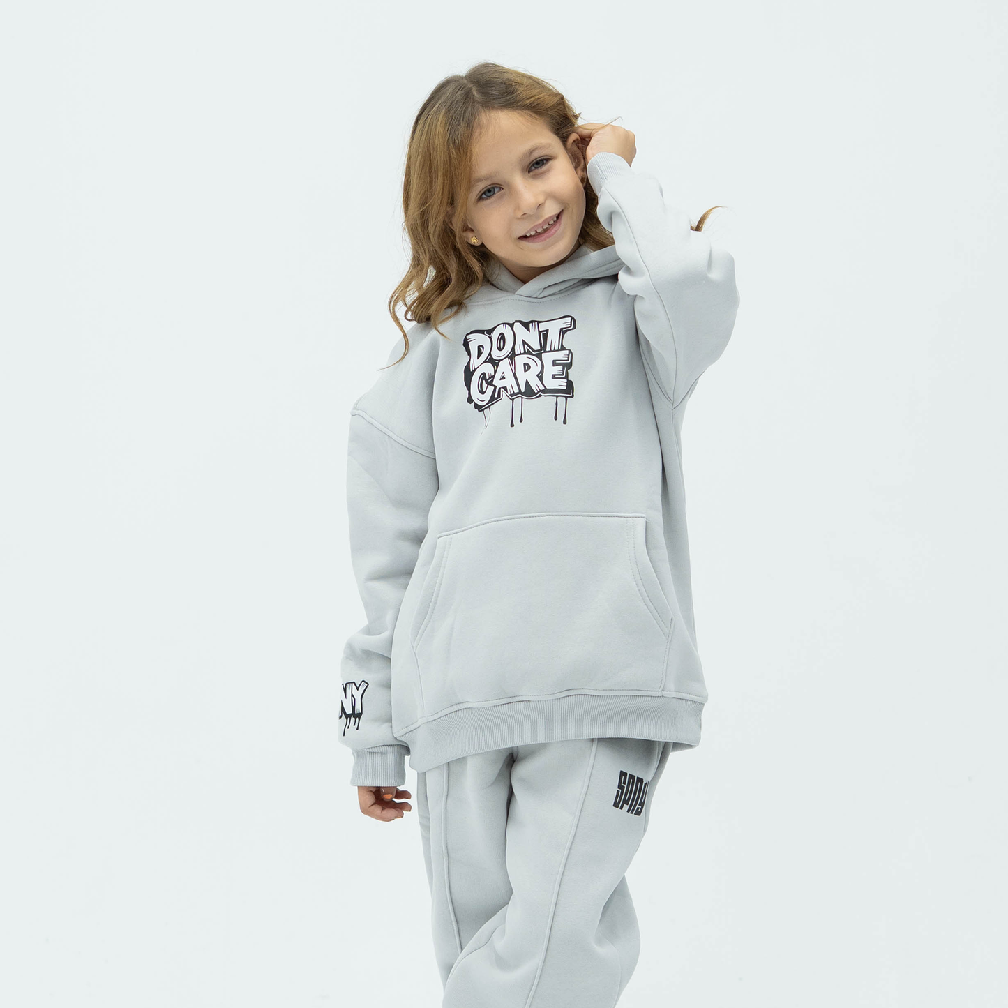 Don’t care silver hoodie