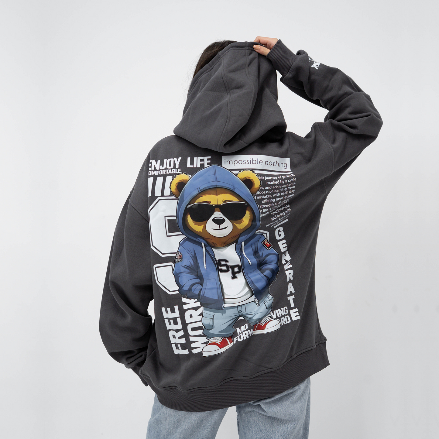 Enjoy dark grey hoodie