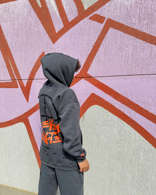Too late dark grey hoodie