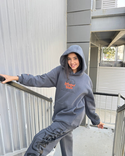Too late dark grey hoodie