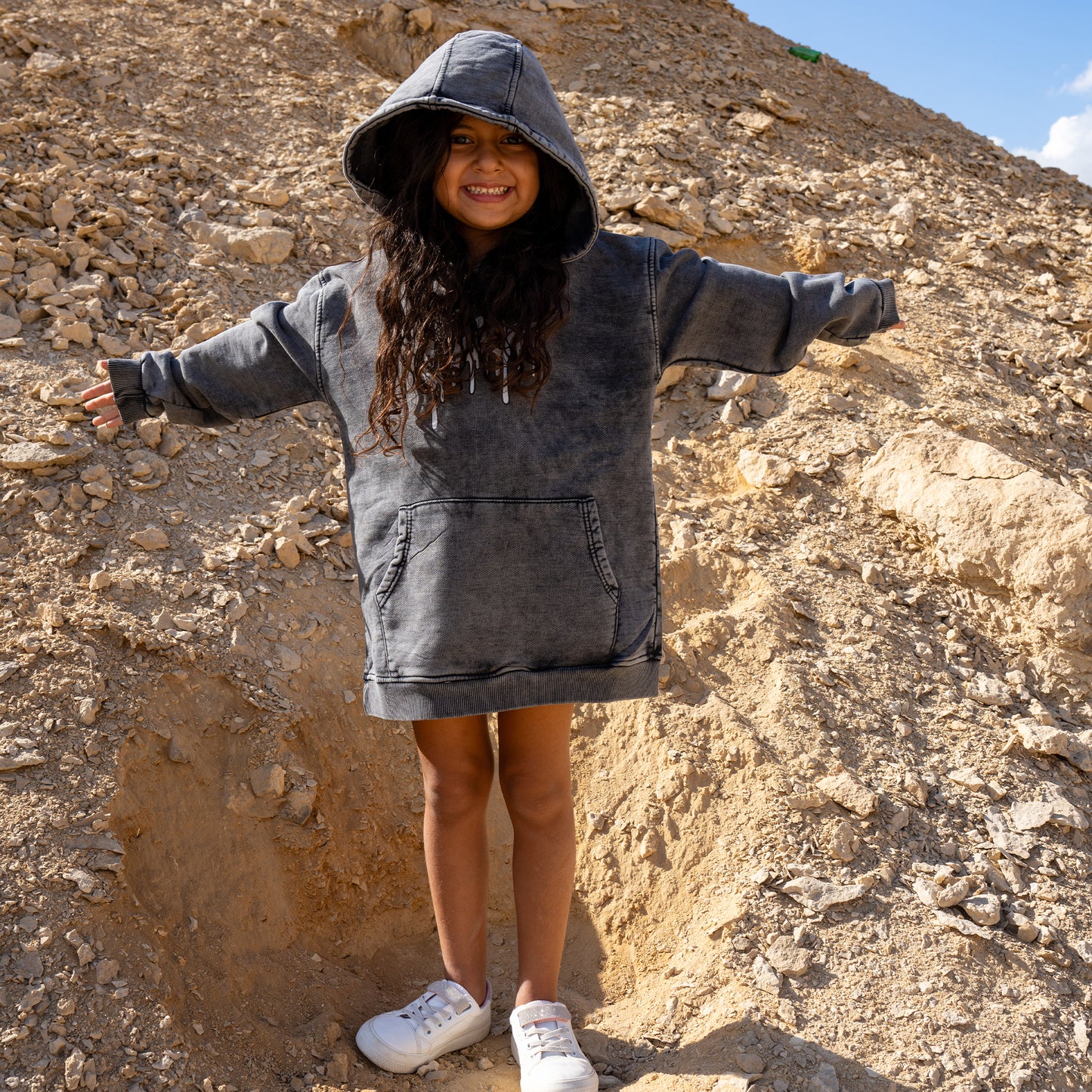 Bunzy washed grey hoodie
